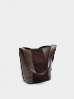 Bolso Bombonera Con Detalles De Piel marron