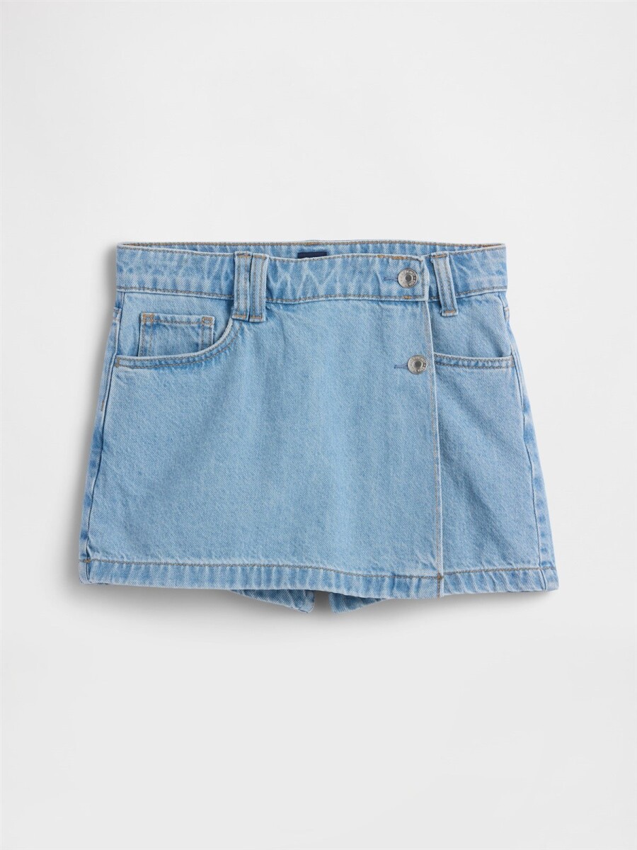 Short Pollera Denim Niña - Light Wash 