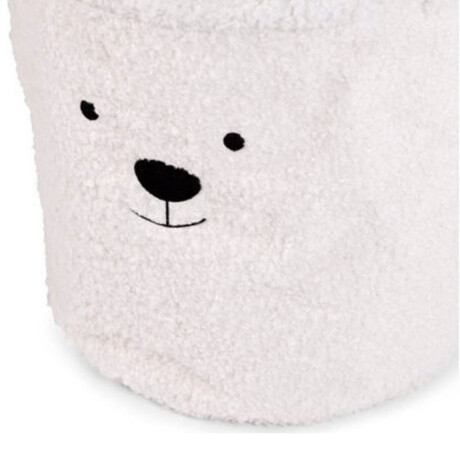 Cesto Osito Canasto Infantil Organizador de Peluche con Asas Blanco