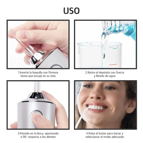 Irrigador Bucal Portátil Limpieza Profunda Recargable USB Blanco