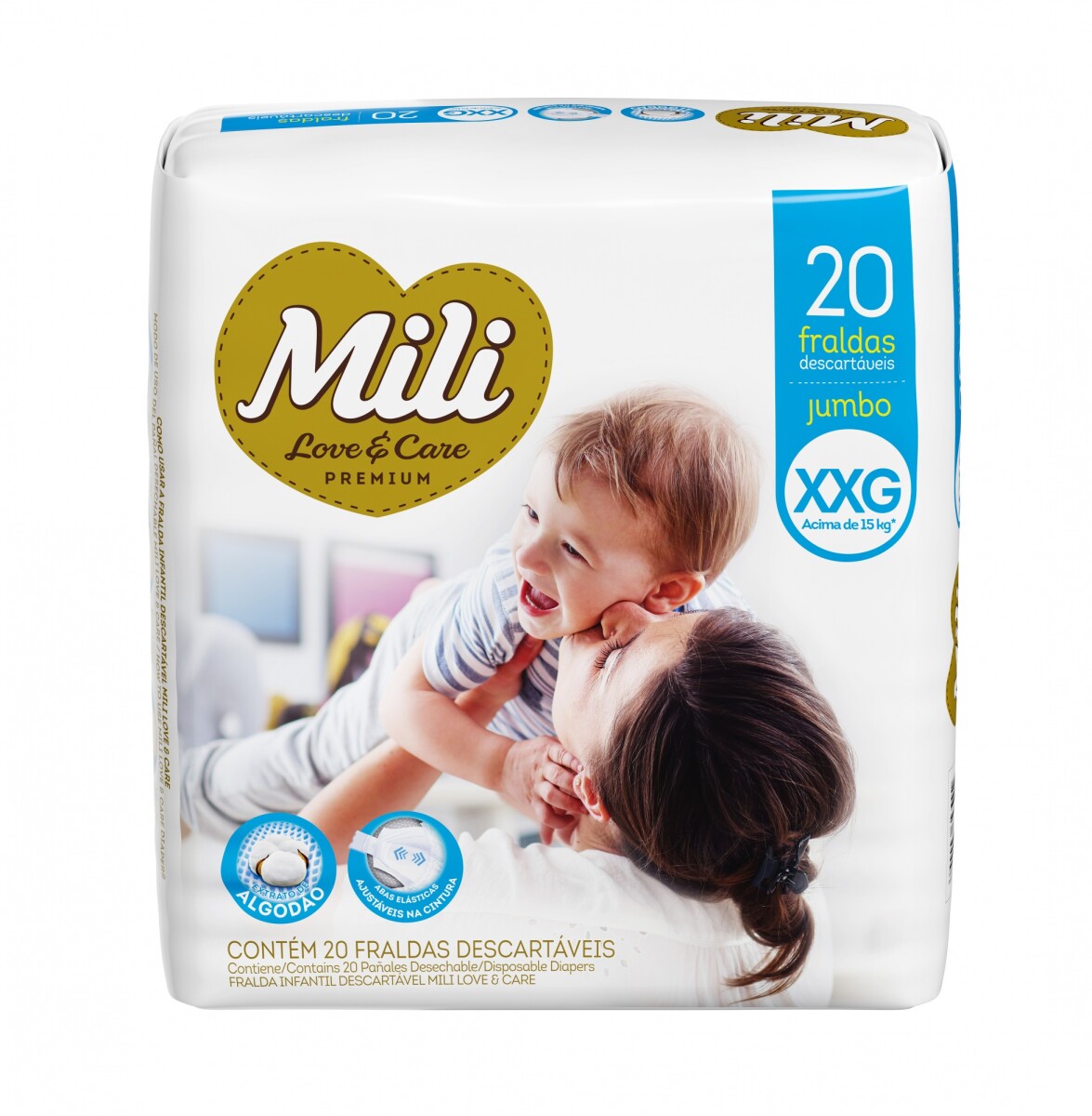 Pañales Mili Love&Care Talle XXG Jumbo 20 Unidades 