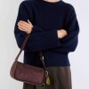 Cartera al hombro Leaf en efecto cuero gamuza Chocolate