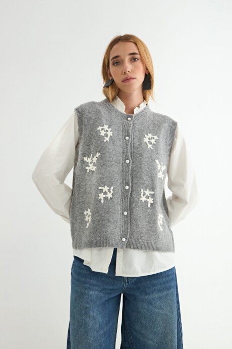 Chaleco Escila Bordado Gris