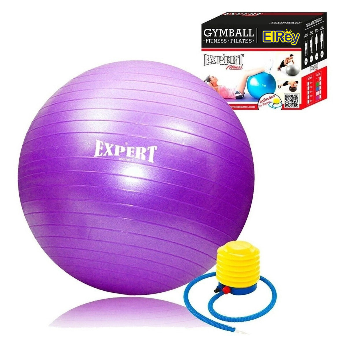 Pelota De Pilates 95cm Fitness Yoga Gymball +inflador - Violeta 