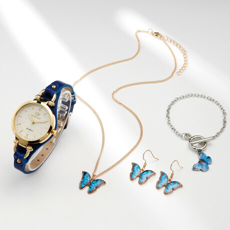 Set De Reloj Femenino Mariposa Azul Set De Reloj Femenino Mariposa Azul