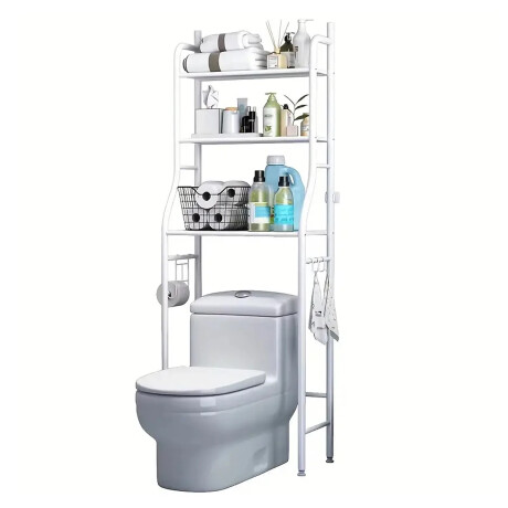 Estante Organizador Multifunción de Baño 3 Niveles 47×152cm Blanco
