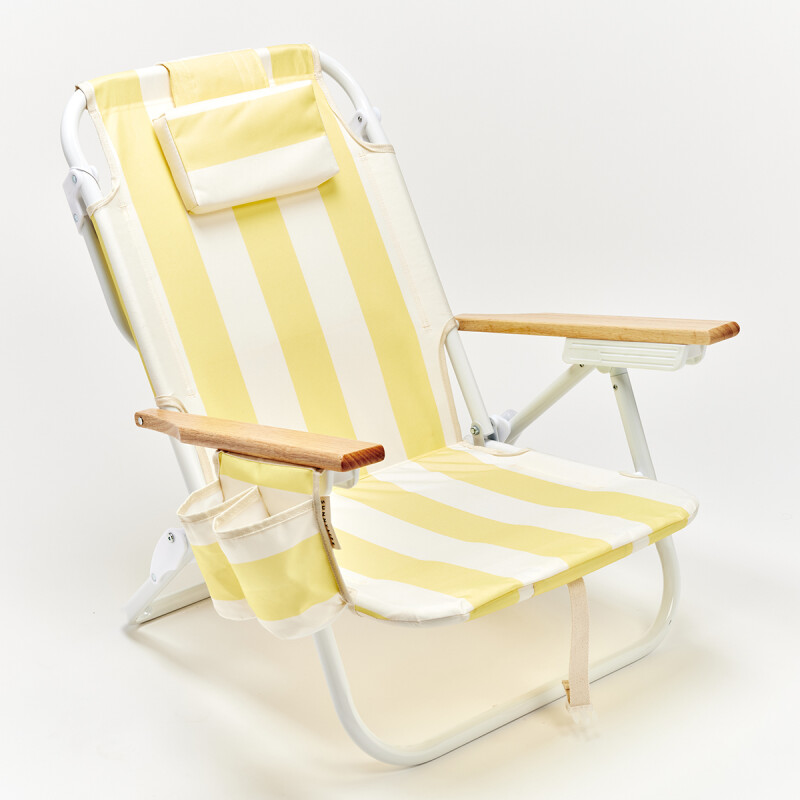 S61DBCB Reposera Playa Reclinable Mochila La Mer Limon Stripe