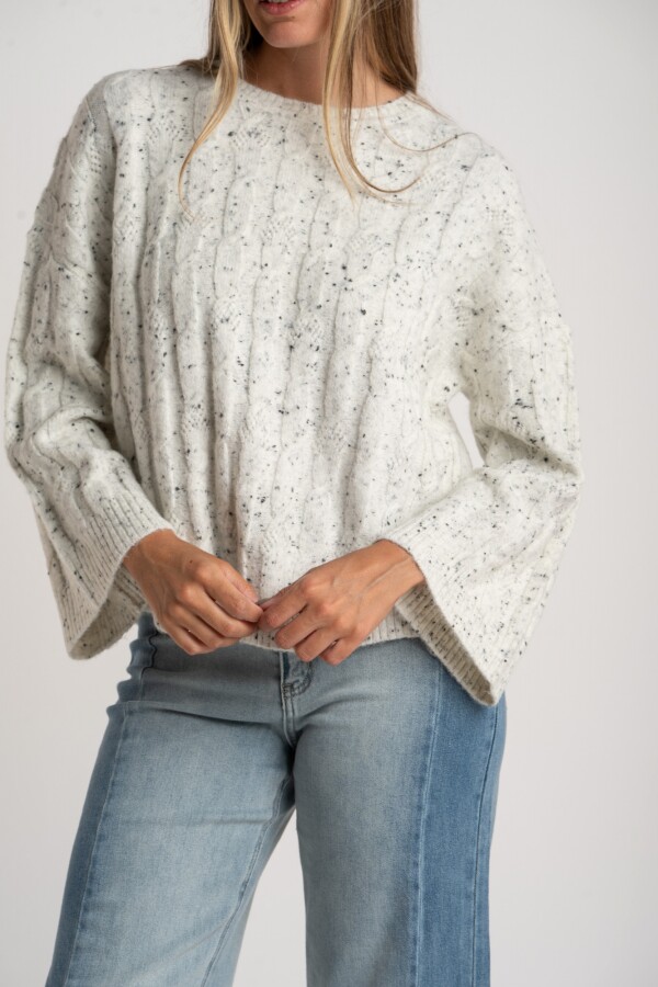 Sweater Texturado Bouttonne Gris Melange