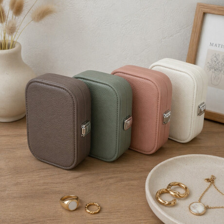 Joyero con espejo y hebilla - Chico 15x10x5cm Verde