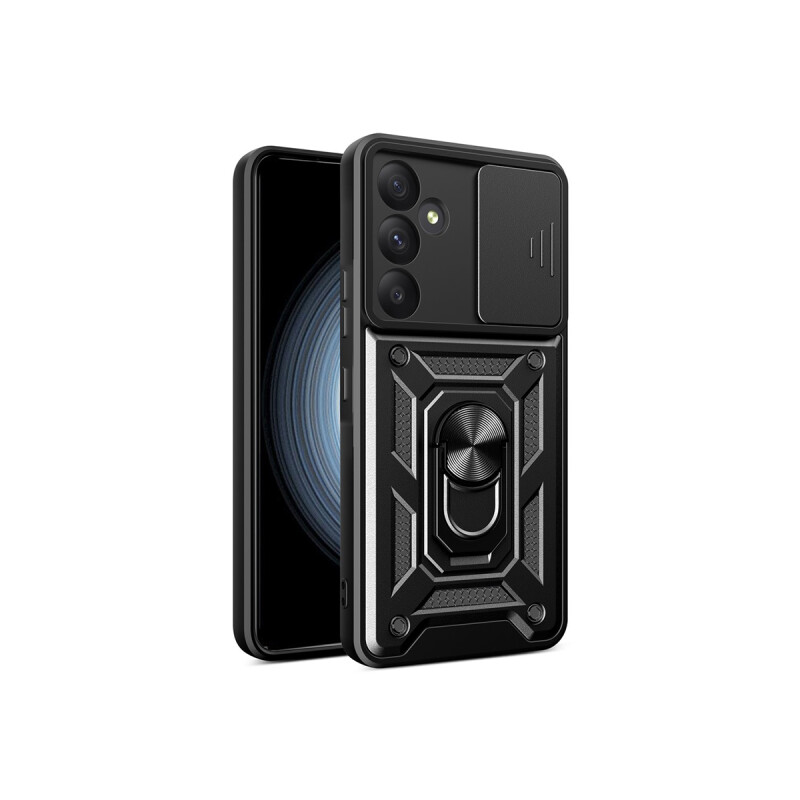 Protector Samsung Galaxy A35 con cubre cámara y anillo color negro Protector Samsung Galaxy A35 Con Cubre Cámara Y Anillo Color Negro