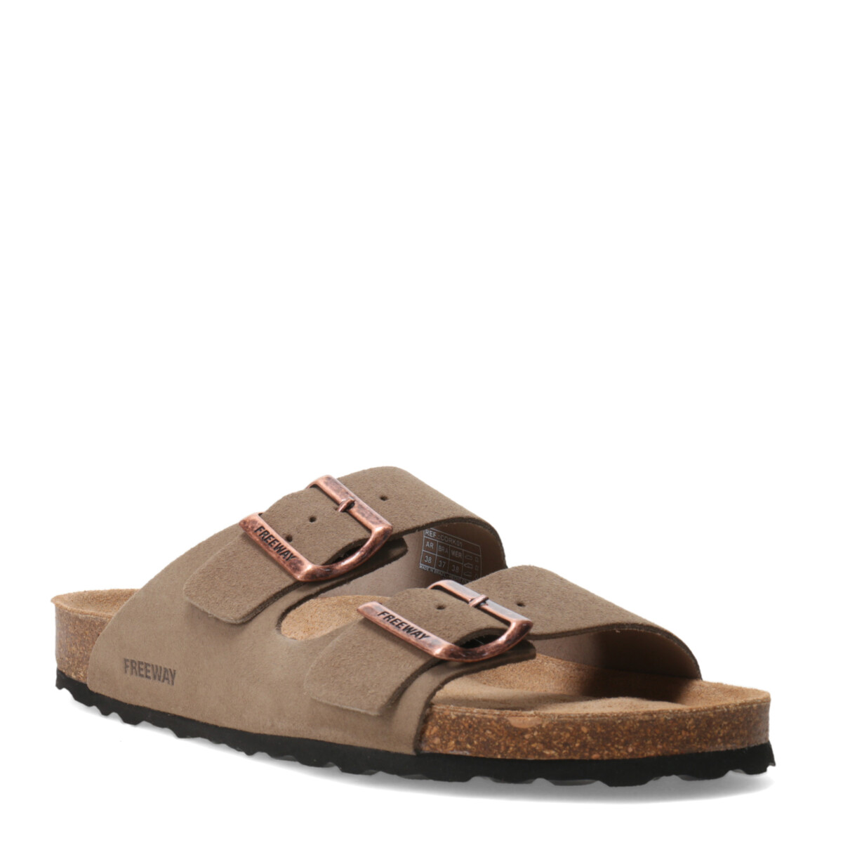 Sandalia de Mujer Freeway Casual 2 Hebillas - Arena (Gamuza) 