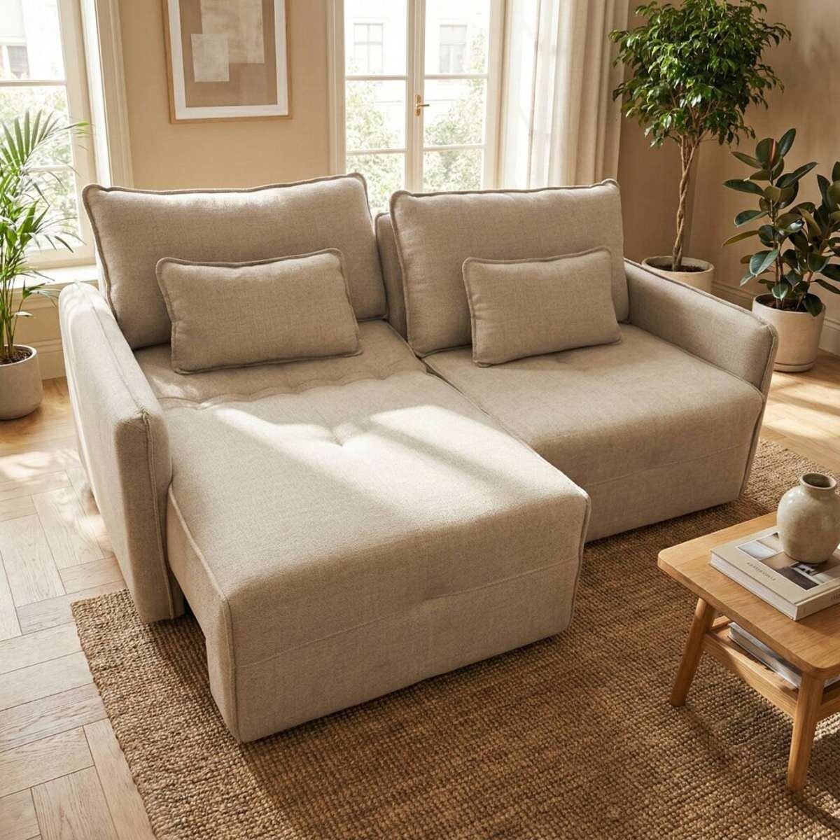 Sillon Cama Cline 3 Cuerpos Extensible - Beige 