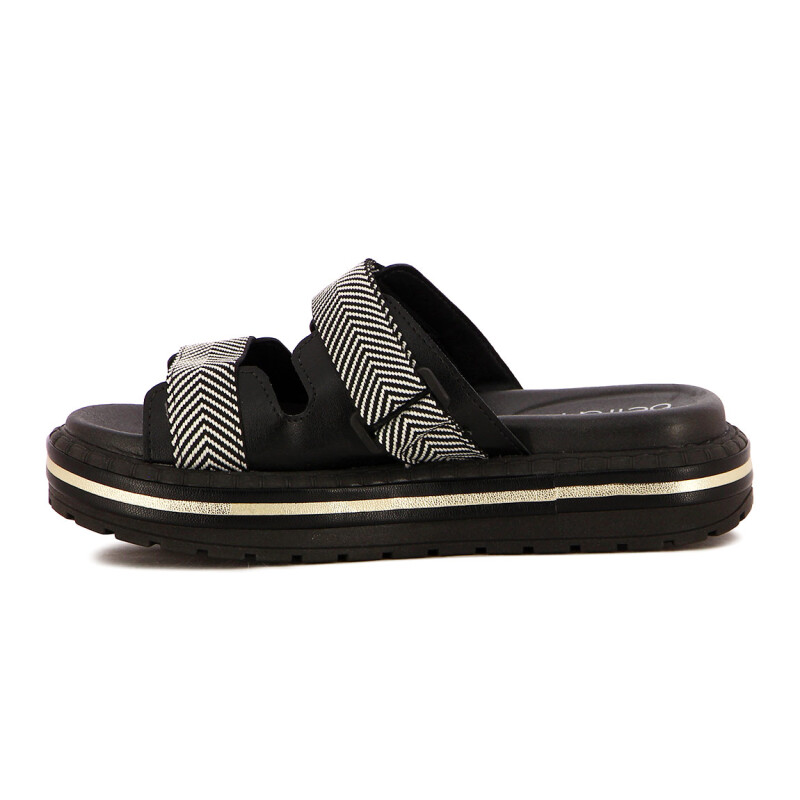 Sandalias Casuales Mujer Beira Rio Con Dos Fajas Negro-negro