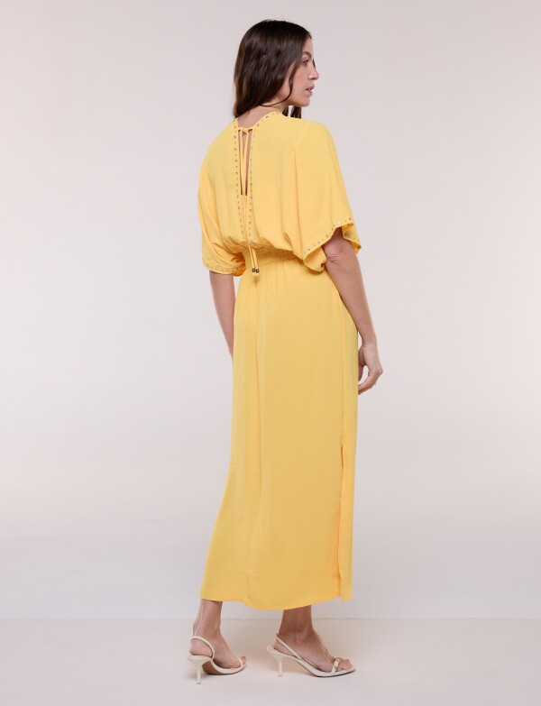 Vestido Maxi Con Tachas AMARILLO