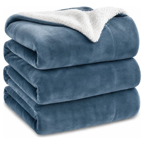 Frazada Manta Polar con Corderito 1 Plaza 200x150cm Azul
