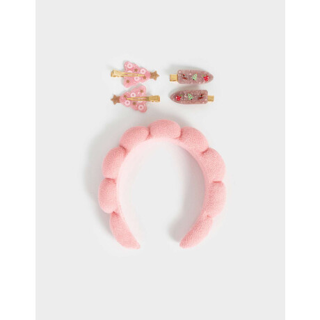Set De Vincha Y Piquitos Navidad Rosa Claro