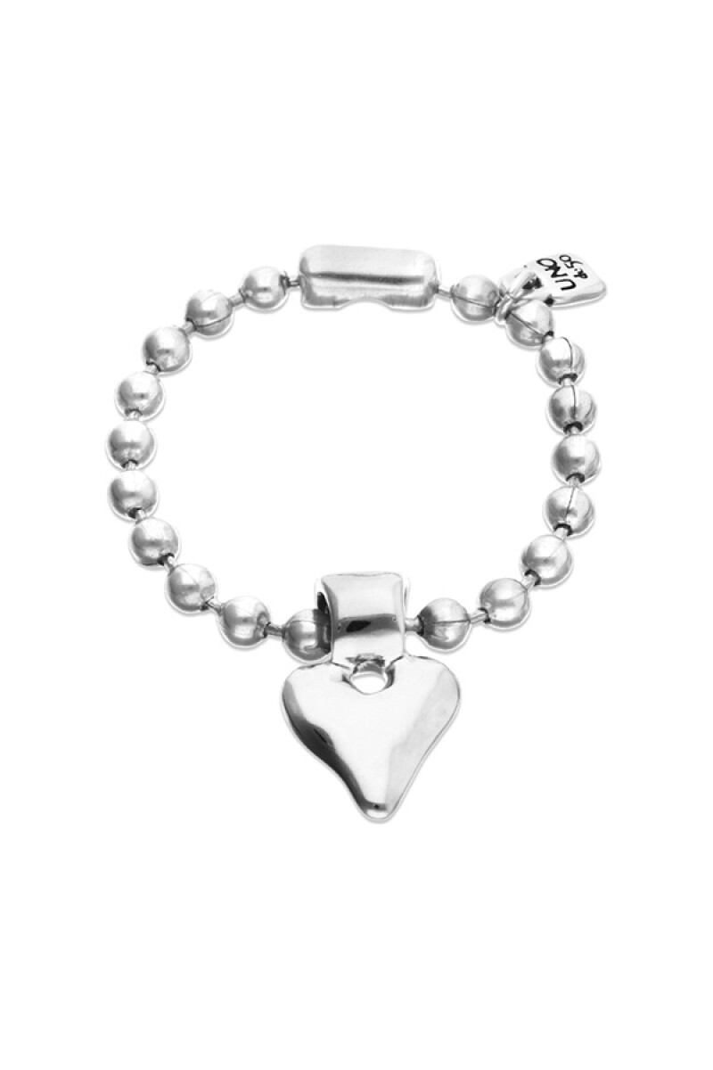 PULSERA DE BOLAS DE ALEACIÓN DE METALES BAÑADA EN PLATA DE LEY CON DETALLE DE CORAZÓN - Pulsera 