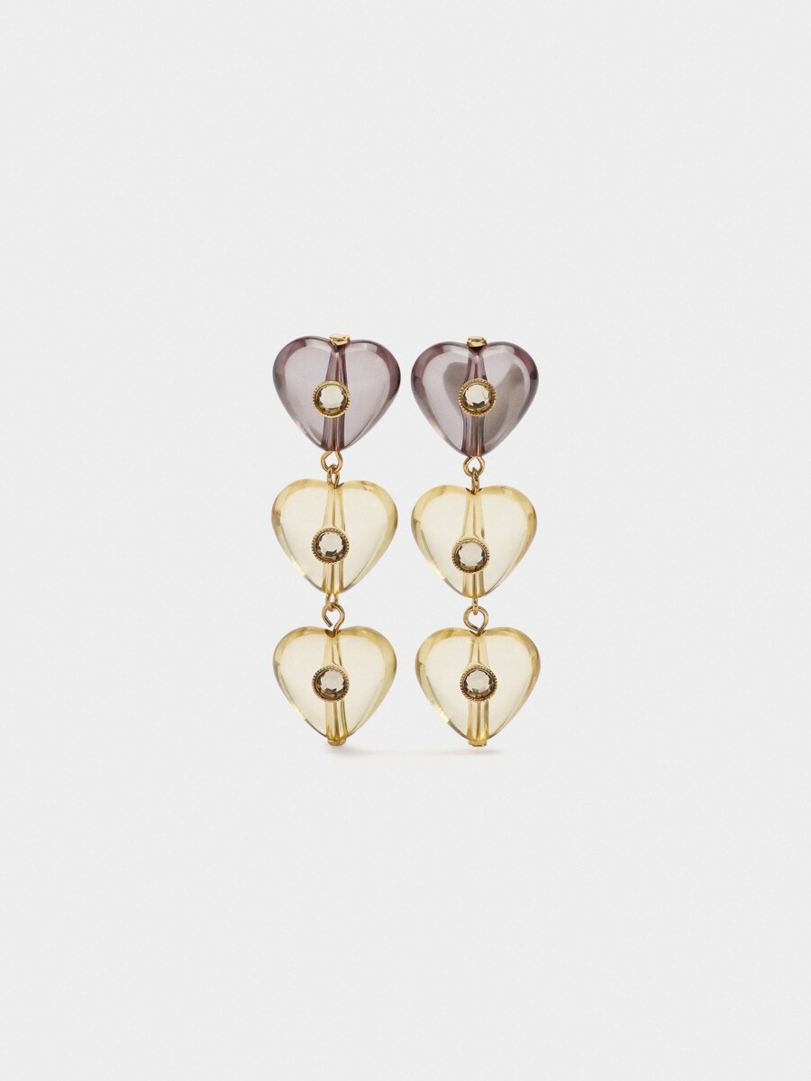 Pendientes Largos De Corazones multicolor