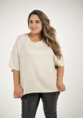 Blusa de viscosa con brillo plateado Beige
