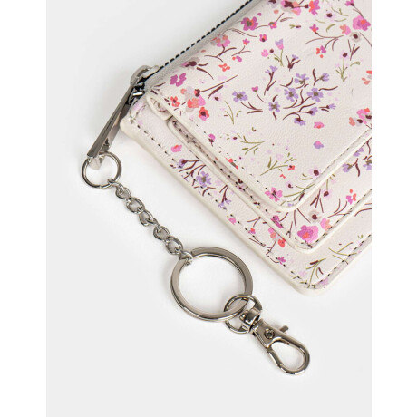 Monedero Cuerina Solapa Estampado Flores