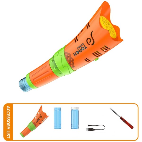 Antorcha Burbujero Infantil Niños Tiktok Electrico Recargabl Variante Color Naranja