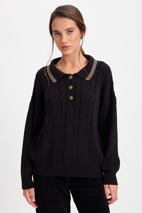 Sweater Trenzado Negro/Vison