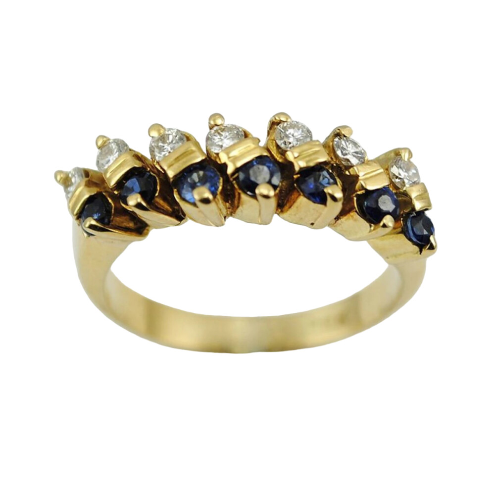 Anillo Oro Amarillo 18K Con Brillantes Y Zafiros Anillo Oro Amarillo 18K Con Brillantes Y Zafiros