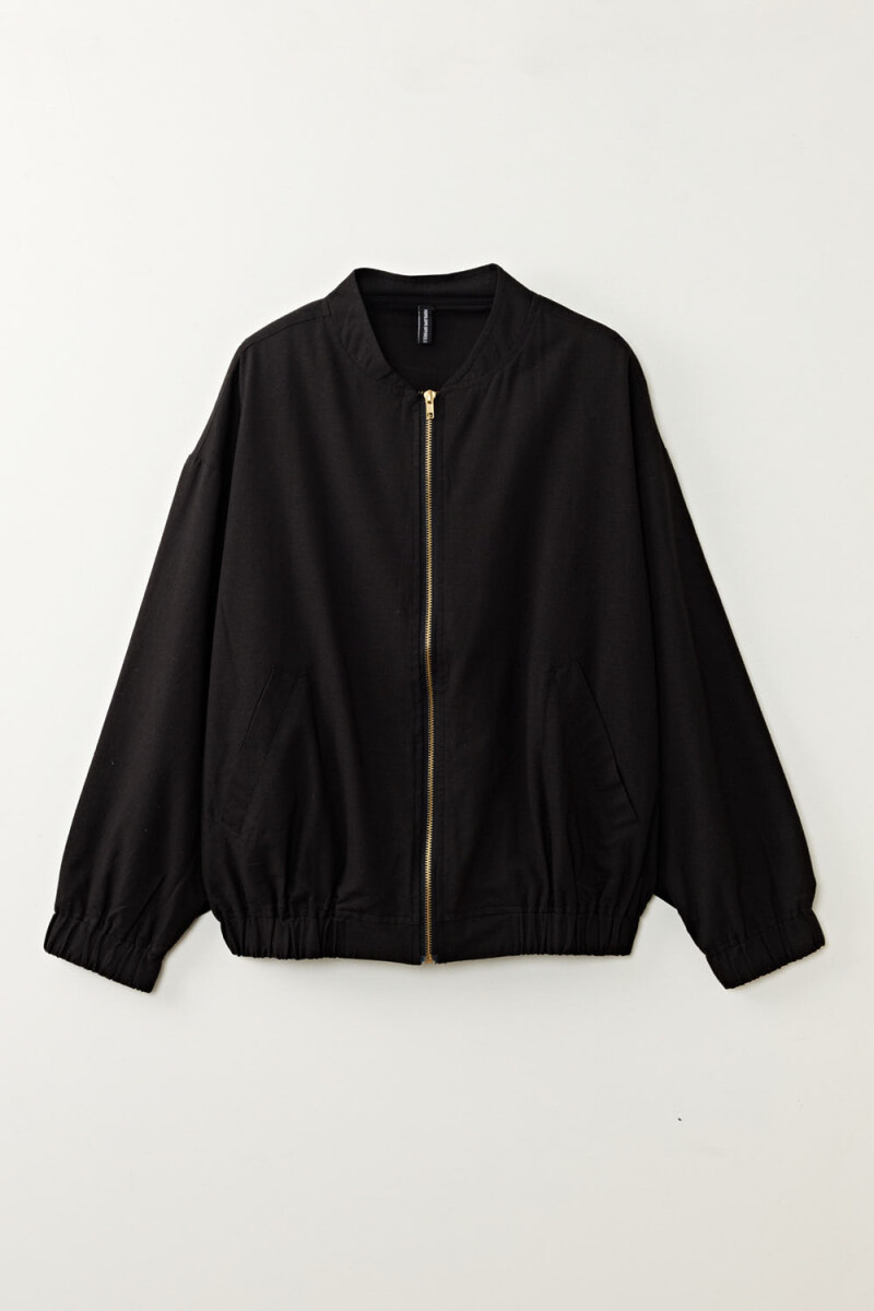 Bomber con lino - Negro 