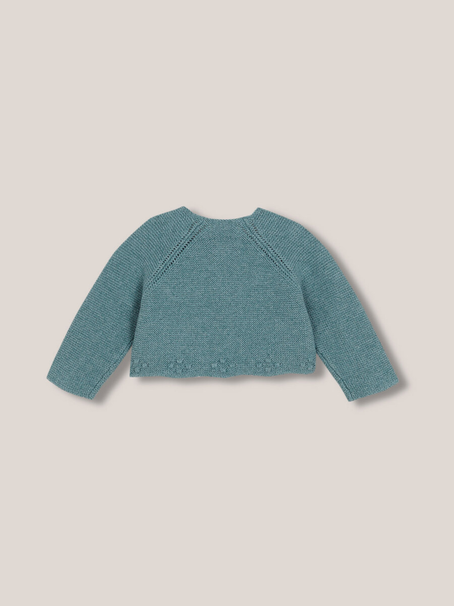 Chaqueta De Punto Bobo Cinturilla Turquesa