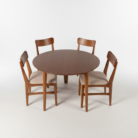 Juego de Comedor Olmo - Mesa redonda 115 + 4 sillas Honey
