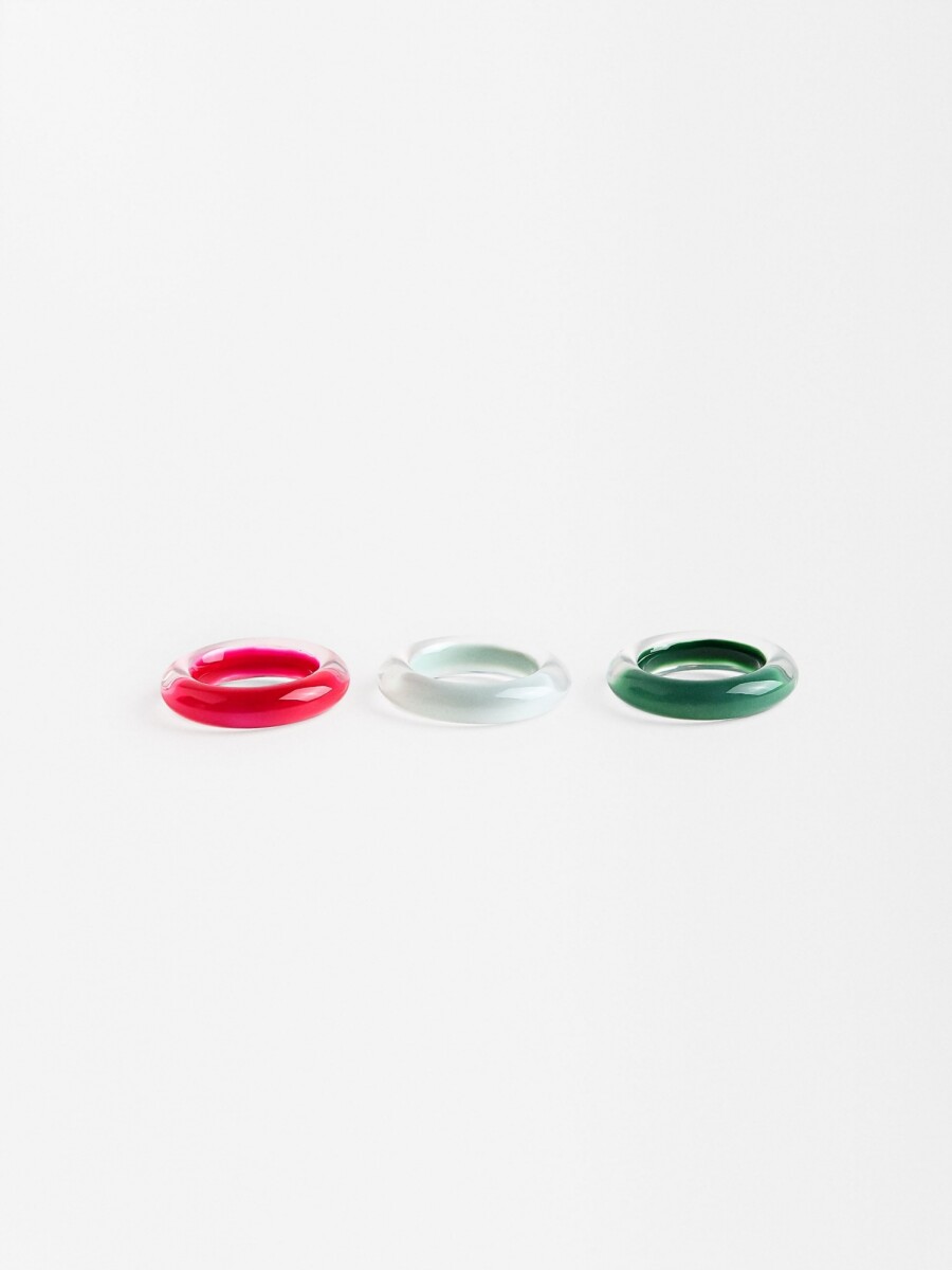 Set De Anillos Con Esmaltado multicolor