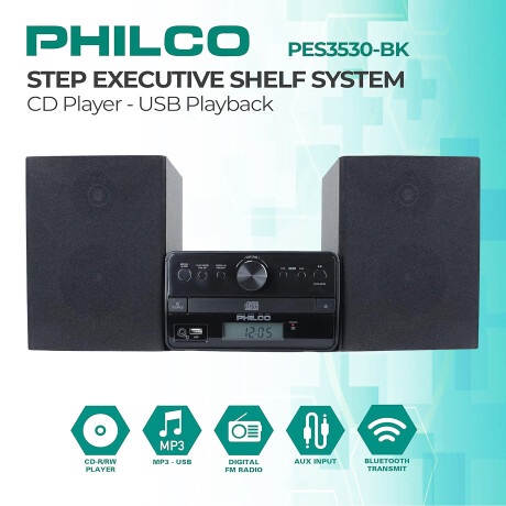 Philco - Sistema de Sonido PES3530 - Bluetooth. 30W Rms. Estéreo. Cd-r/rw. Fm. 001