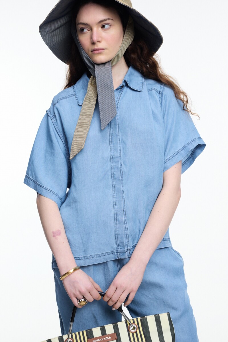 CAMISA MC LYOCELL Azul