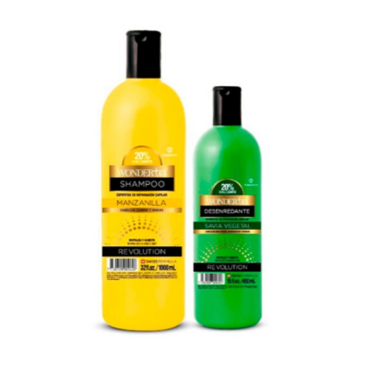Shampoo WonderTex Manzanilla 1 LT + Desenredante Savia 450 ML con 50% OFF 
