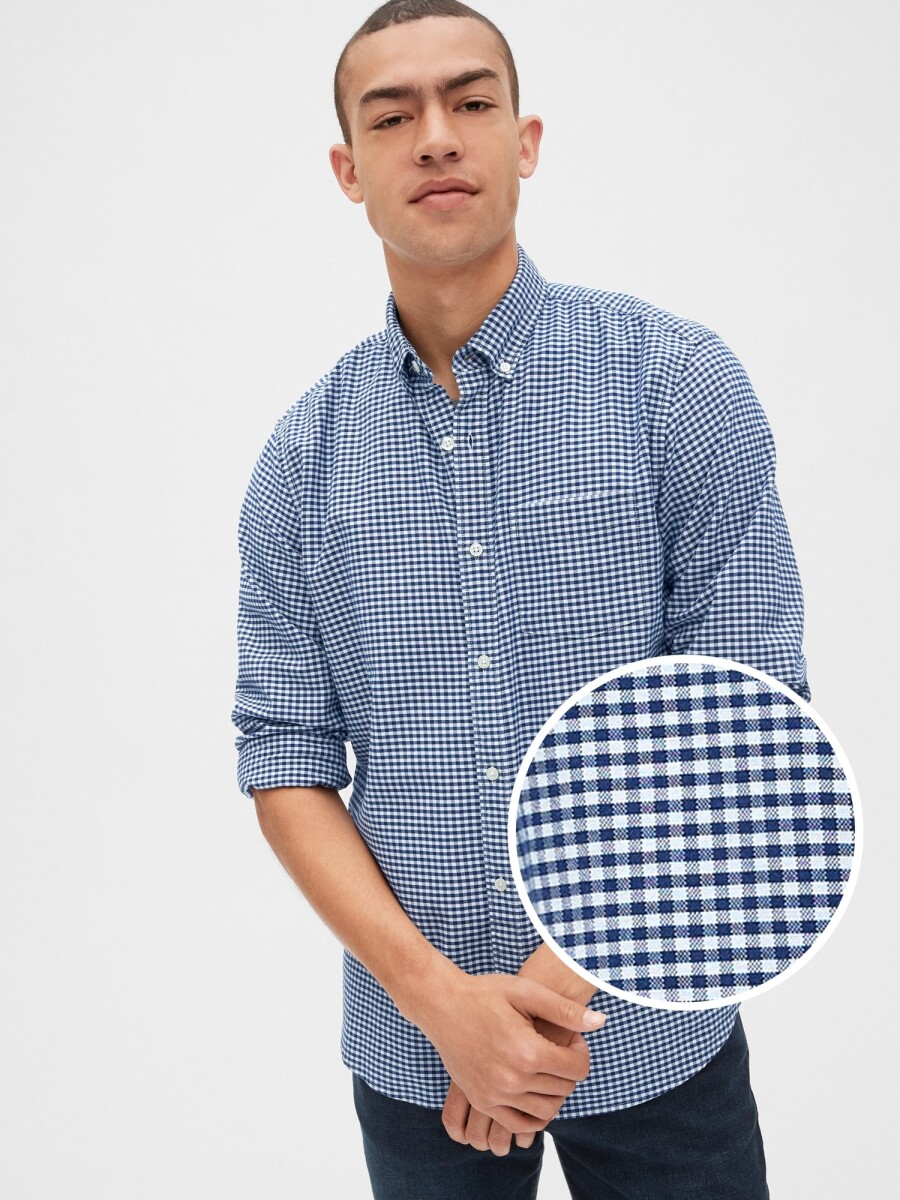Camisa Oxford Hombre - Blue Gingham 685 