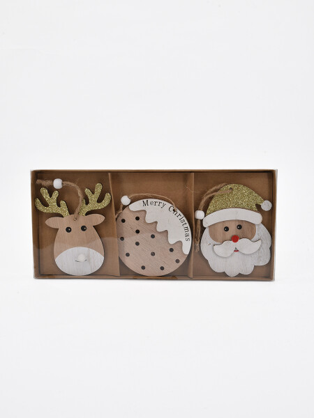 ADORNO COLGANTE MDF 3 PCS BEIGE