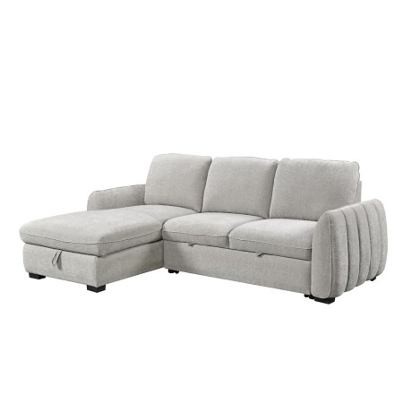 Rinconera Cama Thesi (C/Baúl) - Tela Microfibra - Chaise izquierdo City 451 (Gris)