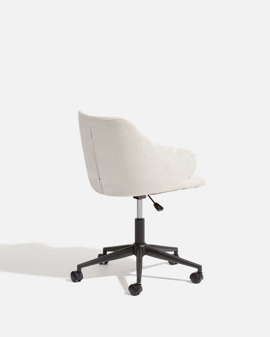 Silla de escritorio Einara chenilla beige y patas de acero negro Silla de escritorio Einara chenilla beige y patas de acero negro