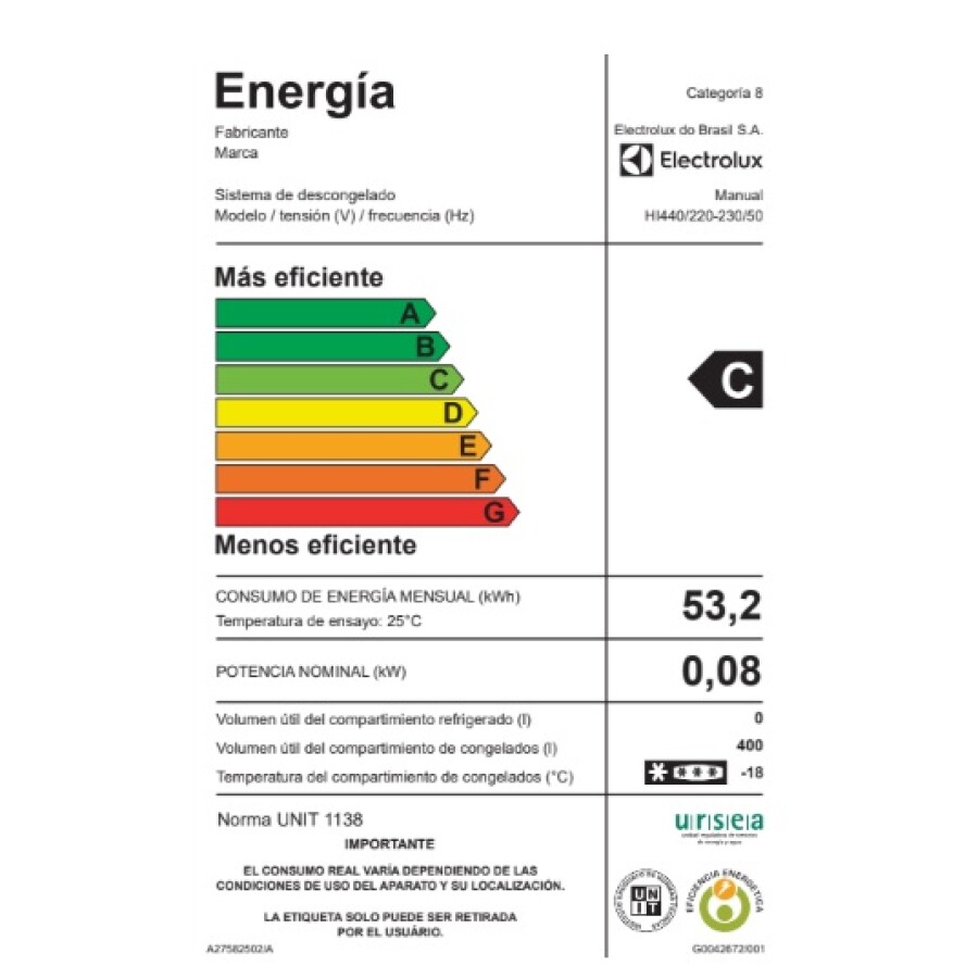 Freezer Horizontal Frío Humedo 407 Lts Blanco INVERTER Electrolux HI440 Freezer Horizontal Frío Humedo 407 Lts Blanco INVERTER Electrolux HI440