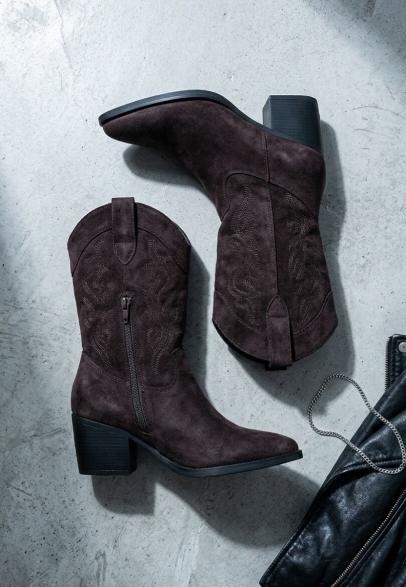 Bota Texana Gamuza Chocolate