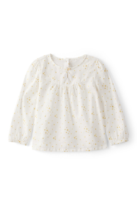 Blusa de algodón, manga larga, diseño estrellas Sin color