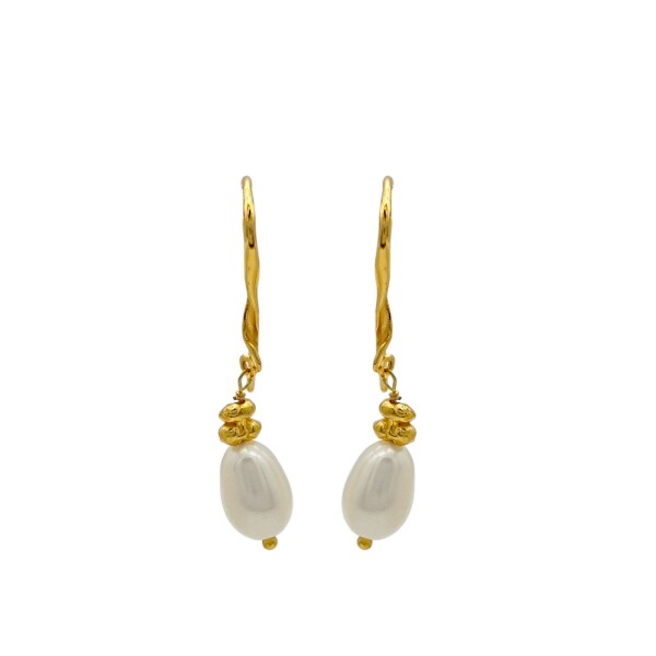 Caravanas Beatriz- Plata rodinada con micra oro 18k-Perla Barroca-CA2013 Conpiedra