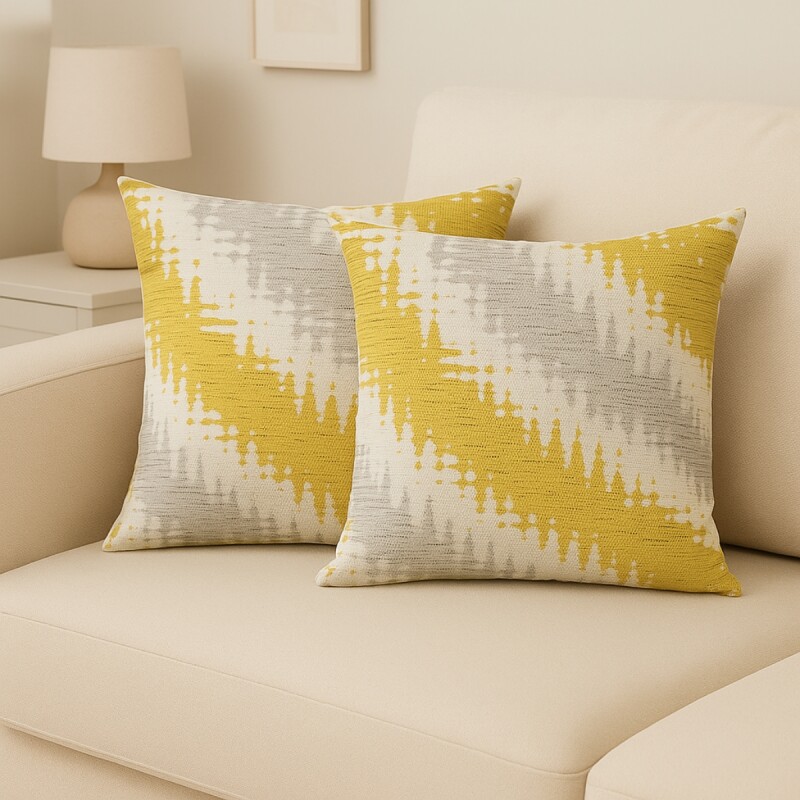 Set x2 Almohadones con Relleno 43 x 43 cm RAYAS MOSTAZA