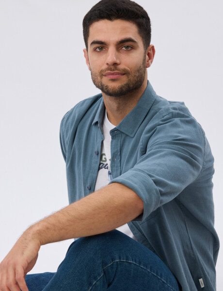 CAMISA LISA DE LINO Piedra