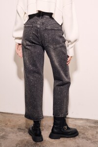 Jean Recto Apliques Negro