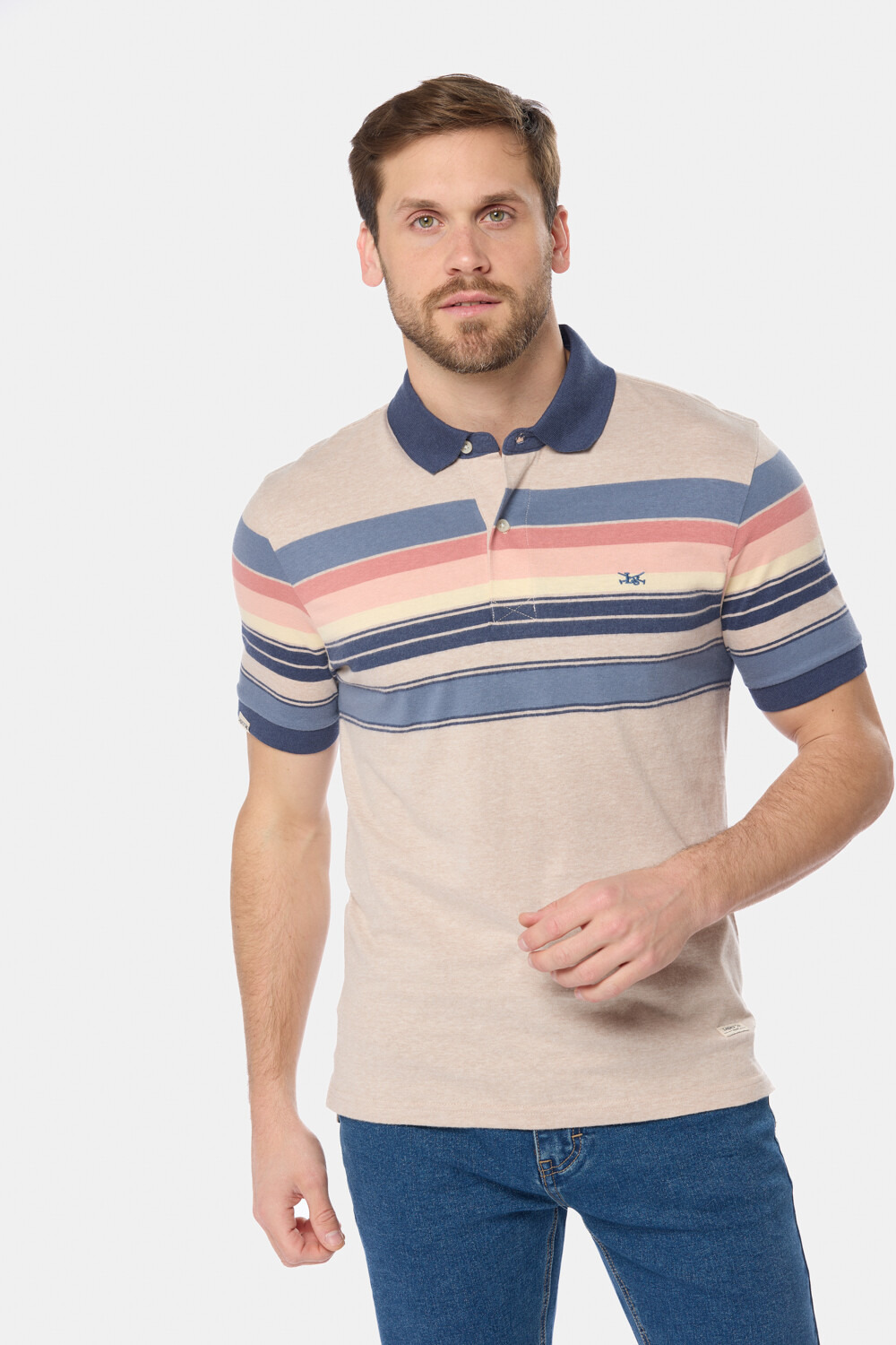 REMERA POLO RAYADA Beige