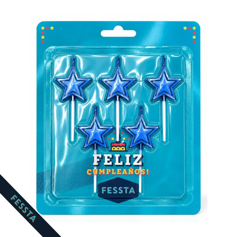 Vela Estrellas x5 Und Azul