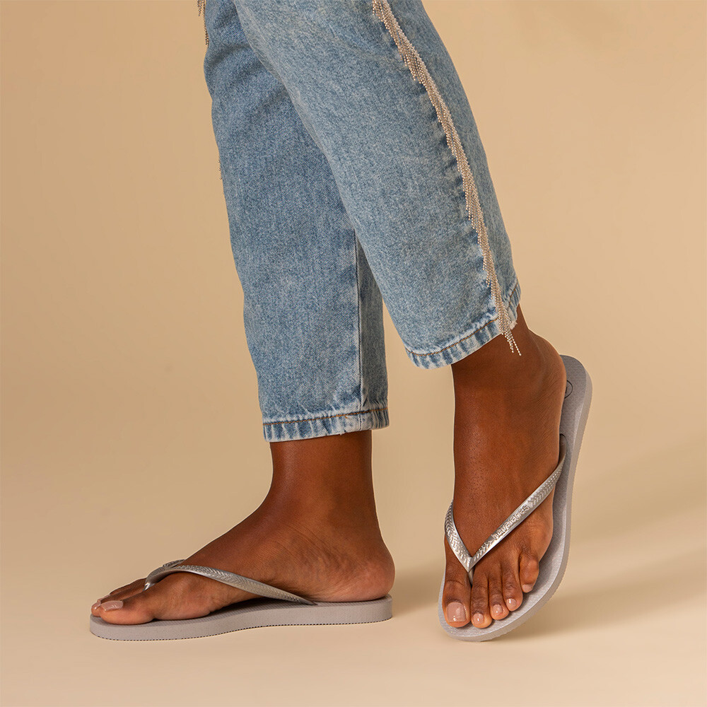 Sandalias Havaianas Slim Gloss Mujer Gris/Gris Hielo