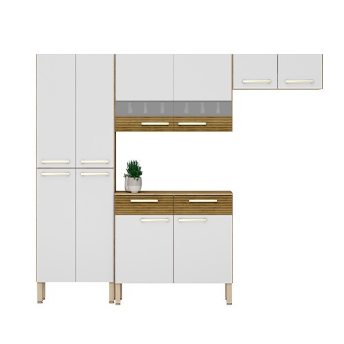 Mueble Cocina Nala 221cm Modular 8 Puertas Freijó Premium 