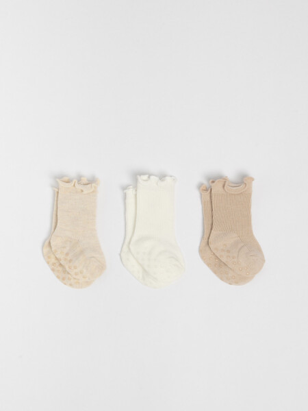 Pack x3 medias ribete Taupe